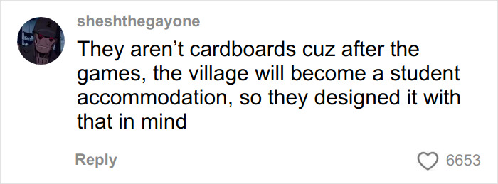 Comment explaining Winter Olympics Milan rooms designed as student accommodation after the games, addressing Paris beds issue.