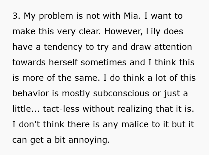 Text excerpt discussing an attention-seeking mom wanting to dress her 3-year-old daughter in the same dress as the bride.