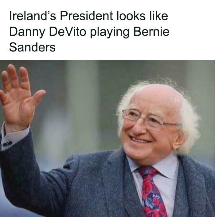 Ireland’s President waving and smiling with white hair and glasses, an unhinged sentence that left everyone speechless.