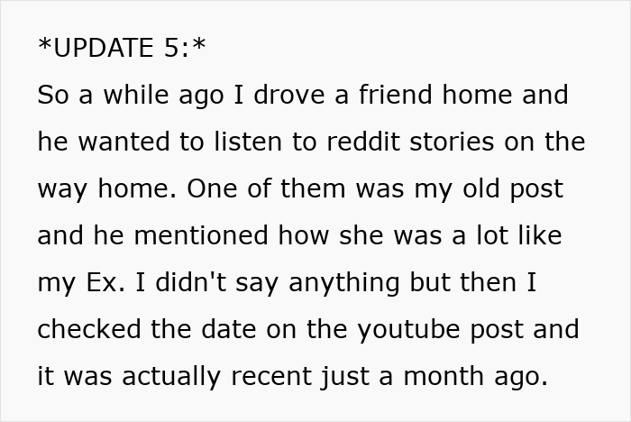 Text update about a Reddit story involving trashing girlfriend&rsquo;s gift and reflecting on a past relationship.