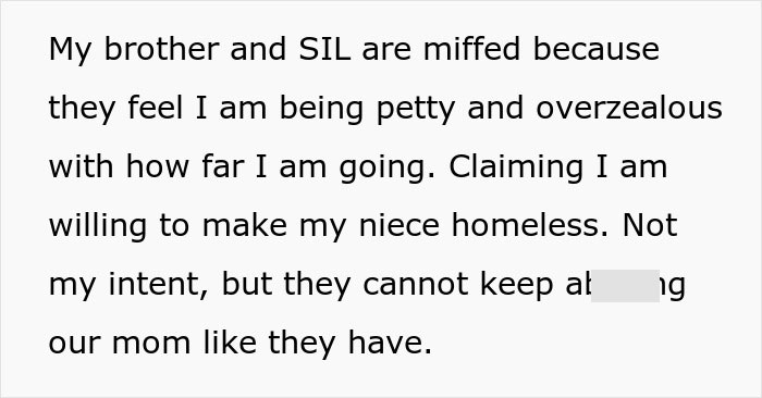 Text excerpt showing family conflict over financial support and entitled demands from grandma to fund SAHM wife.