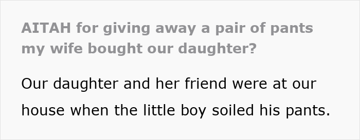 Wife Disgusted As Hubby Gives Daughter's Pants To A Boy After A Bathroom Accident, Rages At Him