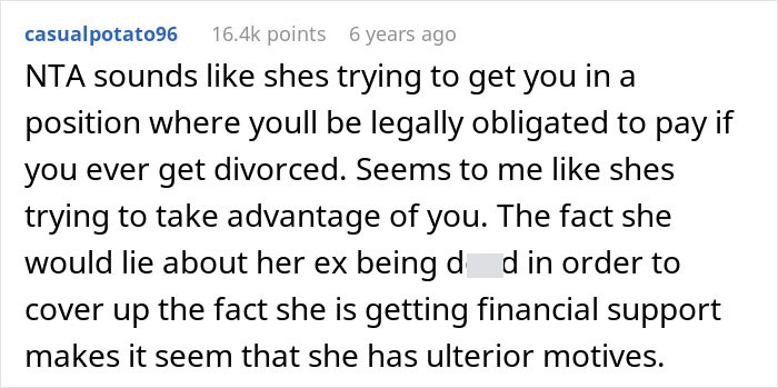 Reddit comment discussing a man refusing to adopt wife&rsquo;s kids after discovering hidden truths about their father.