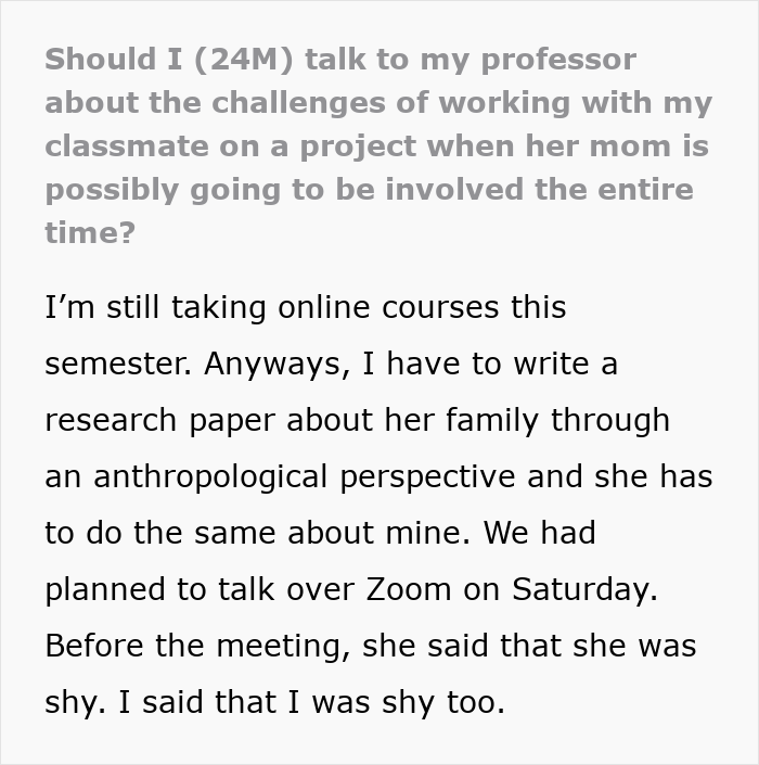 Overbearing Mother Keeps Speaking For Daughter During Partnered Project Work, Classmate At Wits End