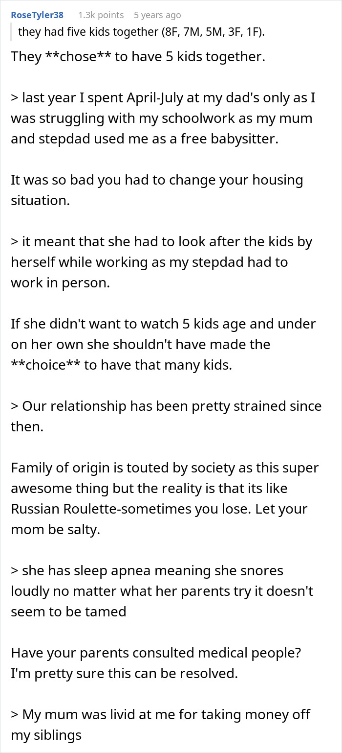 Mom Turns Oldest Daughter Into A Nanny Of Her 5 Kids, Then Gets Upset She Wants To Move In With Dad