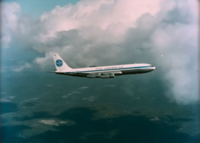 Pan American airplane flying above clouds, related to FBI update on infamous 1971 plane hijacker DB Cooper case. Pan American airplane flying above clouds, related to FBI update on infamous 1971 plane hijacker DB Cooper case.