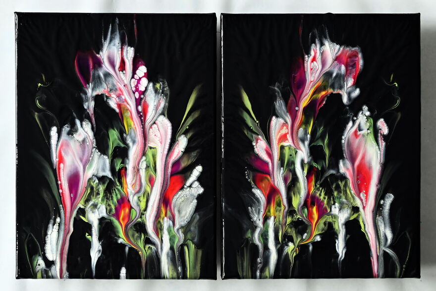 One Dip, Perfect Pair! Double Dip Acrylic Pour ~ Matching Diptych Magic
