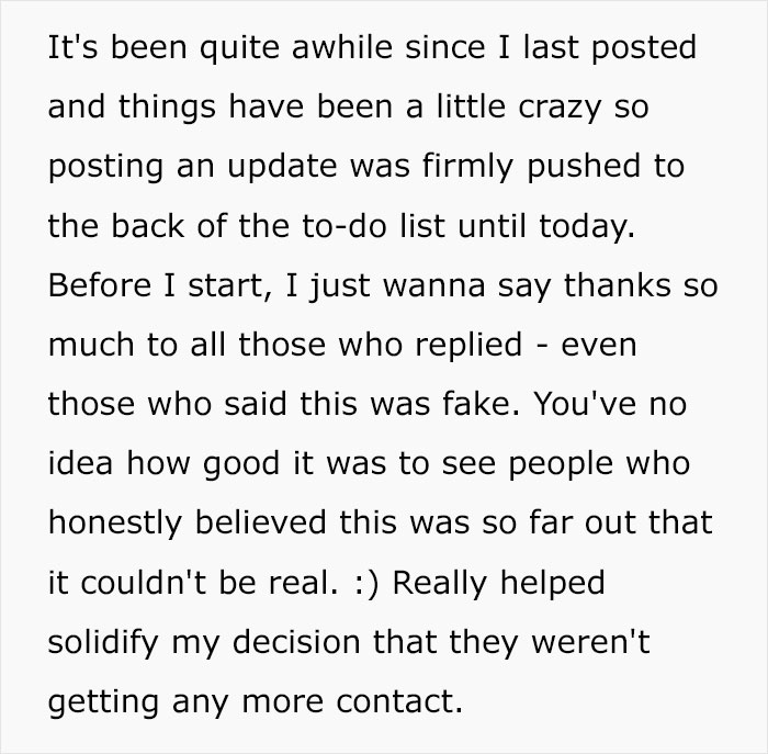 Text update about woman cutting off parents after catching mom with fiancé and now facing backlash from family.