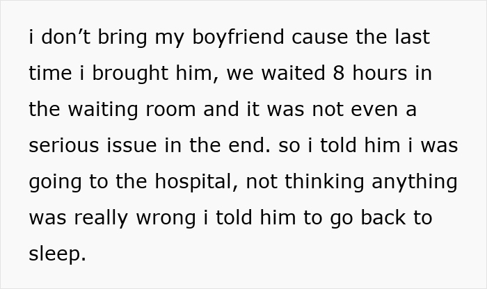 Pregnant woman calls fianc&eacute; to share news, then urgently calls back saying she is in labor shortly after.