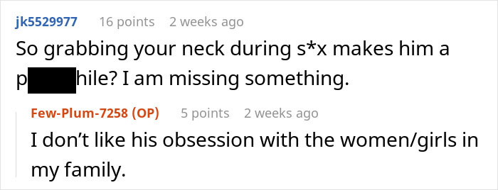Screenshot of an online conversation where a woman expresses a horrible feeling about her brother-in-law and distrust toward him around her daughter. Screenshot of an online conversation where a woman expresses a horrible feeling about her brother-in-law and distrust toward him around her daughter.