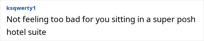 Screenshot of a social media comment mocking an influencer for refusing to fly economy and claiming to be stranded.