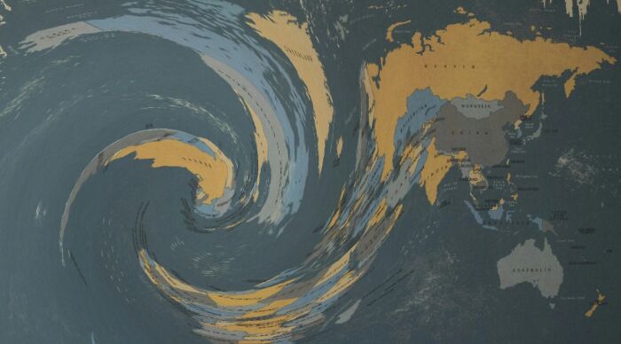 Twisted world map showing distorted continents and countries, challenging your geography skills and map recognition. Twisted world map showing distorted continents and countries, challenging your geography skills and map recognition.