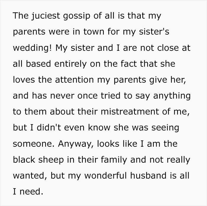 Text about parents being mad and daughter buying a house without telling them, with family tension and secrecy involved.