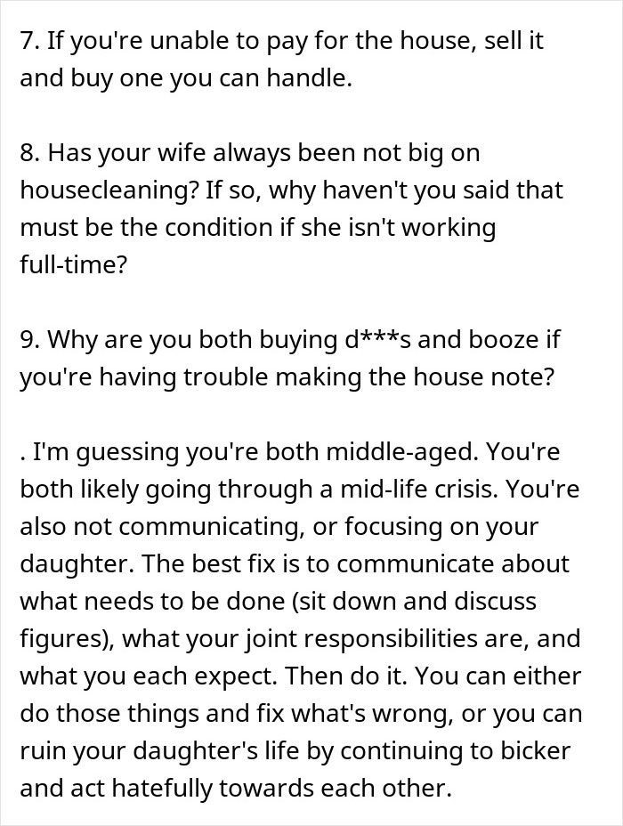 Advice on handling wife complaints and parenting focus, emphasizing communication and joint responsibilities for family well-being.