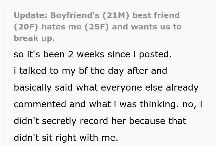 Text post discussing a woman&rsquo;s struggles trying to coexist with her boyfriend&rsquo;s female friend and regretting the relationship choice.