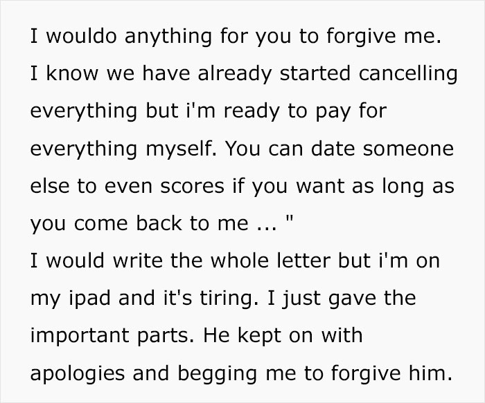 Text showing a man&rsquo;s deep regret and apologies after ditching fianc&eacute;e to chase the one that got away.