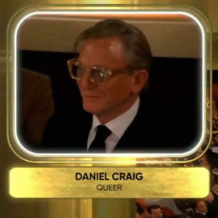 Daniel Craig in a film industry meme, wearing glasses and a suit, featured in a movie and film industry meme.