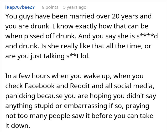 Commenter discusses a guy complaining about his wife while others worry more about their kid online.