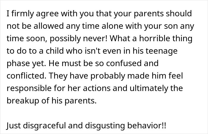 Comment expressing agreement about grandparents guilt tripping kid, leading dad to cut off grandparents from contact.