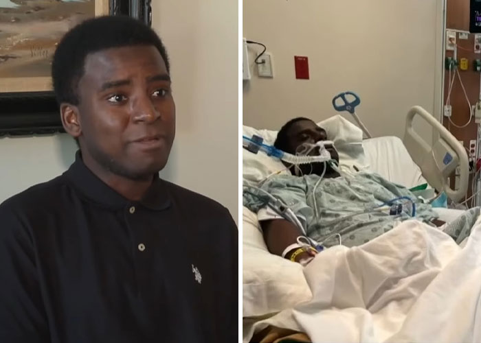 Man sharing his experience with bizarre medical problems and mysteries, shown both healthy and hospitalized in a hospital bed.