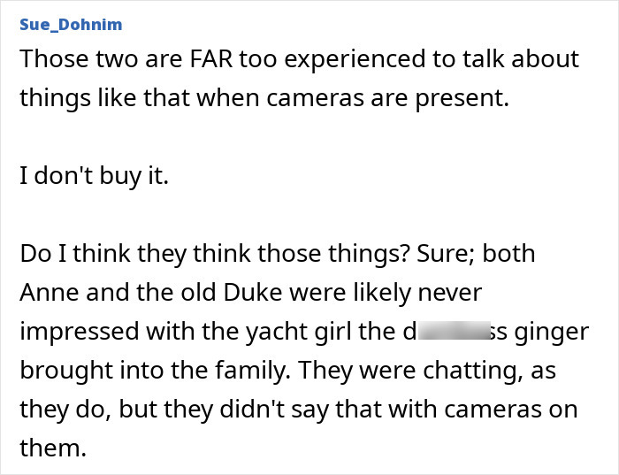 Comment discussing senior royals likely unimpressed with Meghan Markle, referencing lip reader Revelations about their takedown.