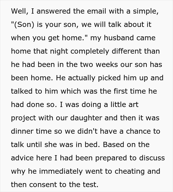 Trecho de texto sobre um homem respondendo a um teste de paternidade secreto e seu impacto na dinâmica e na confiança familiar. Trecho de texto sobre um homem respondendo a um teste de paternidade secreto e seu impacto na dinâmica e na confiança familiar.