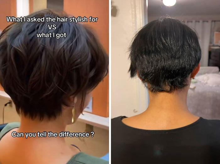 Side-by-side comparison showing a hairdresser fail with a badly cut haircut, highlighting hairdresser trauma from locks mistakes.