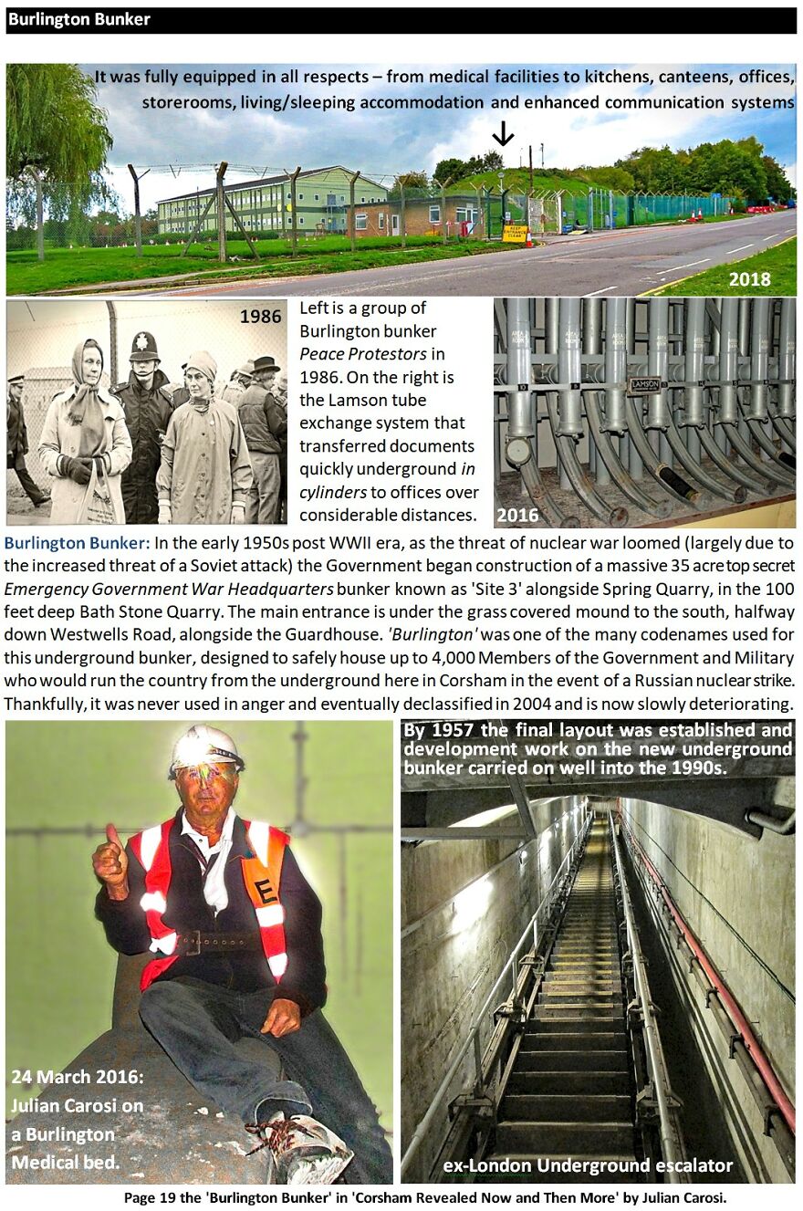 Burlington underground bunker with medical facilities, communication systems, and secure tunnels from Cold War era cities.