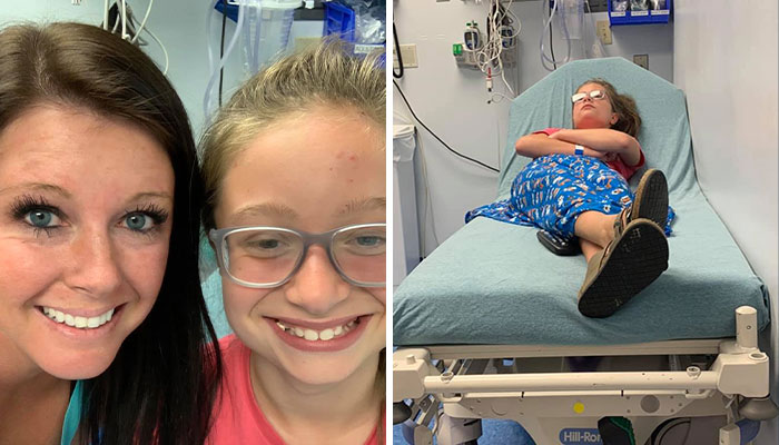 Woman and girl smiling in a medical setting, with the girl resting on a hospital bed showing unusual medical problems and mysteries.
