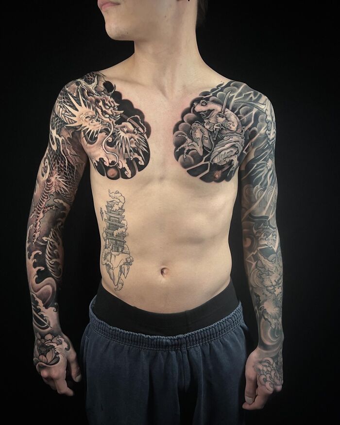 Black & Grey Japanese Bodysuit Concept