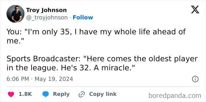 Tweet humor about age and sports, fitting funny and relatable memes that are ridiculous and random in tone.