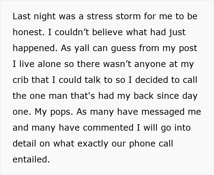 Text message describing a stressful night after letting girlfriend use his apartment to meet an old friend who turned out to be her ex.