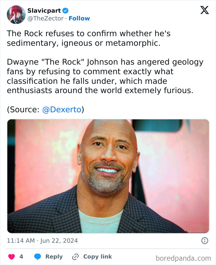 Dwayne The Rock Johnson meme humor with geology joke, relatable content in hilarious memes for social media sharing.