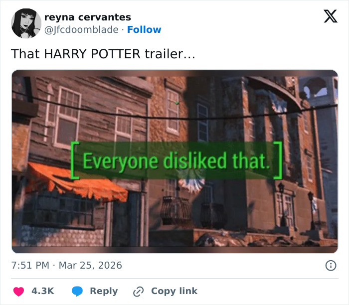Meme showing a scene with text Everyone disliked that, capturing fans feelings about the HBO Harry Potter series.