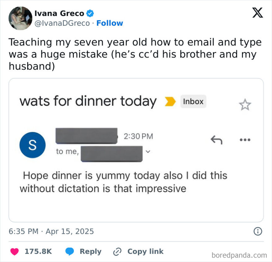 Screenshot of a funny email about dinner, highlighting random and humorous emails and ChatGPT email use by bosses.