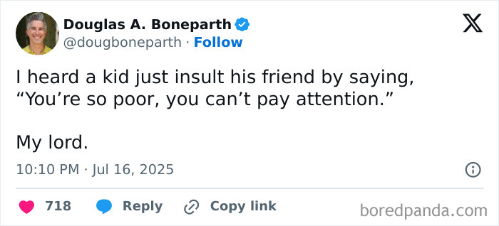 Tweet by Douglas A. Boneparth sharing an example of grown-ups accidentally roasted by kids with no filter.