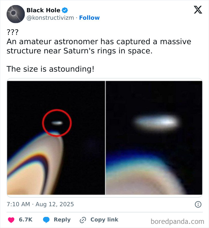 Amateur astronomer captures massive and strange Earth-like structure near Saturn’s rings in space, size is astounding.