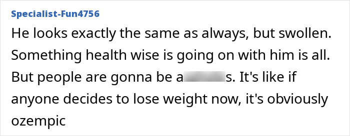 Commenter discussing Jim Carrey’s new face and speculating about actor’s health and cause of sadness.