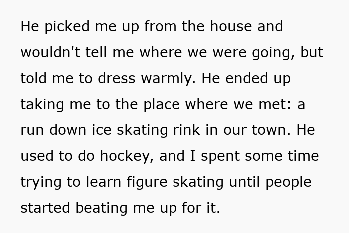 Text describing a man&rsquo;s love story as he reconnects with an ex at a run-down ice skating rink from their past.