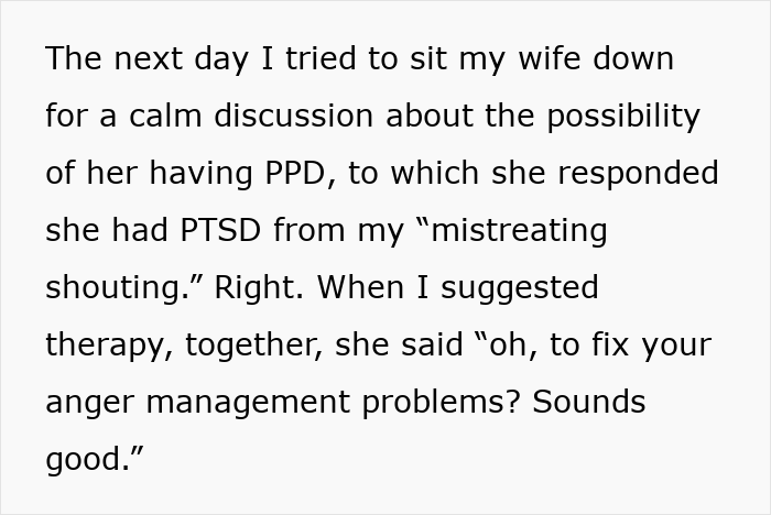 Text excerpt discussing a toxic wife humiliating a teacher husband and their conflict over anger and PTSD.