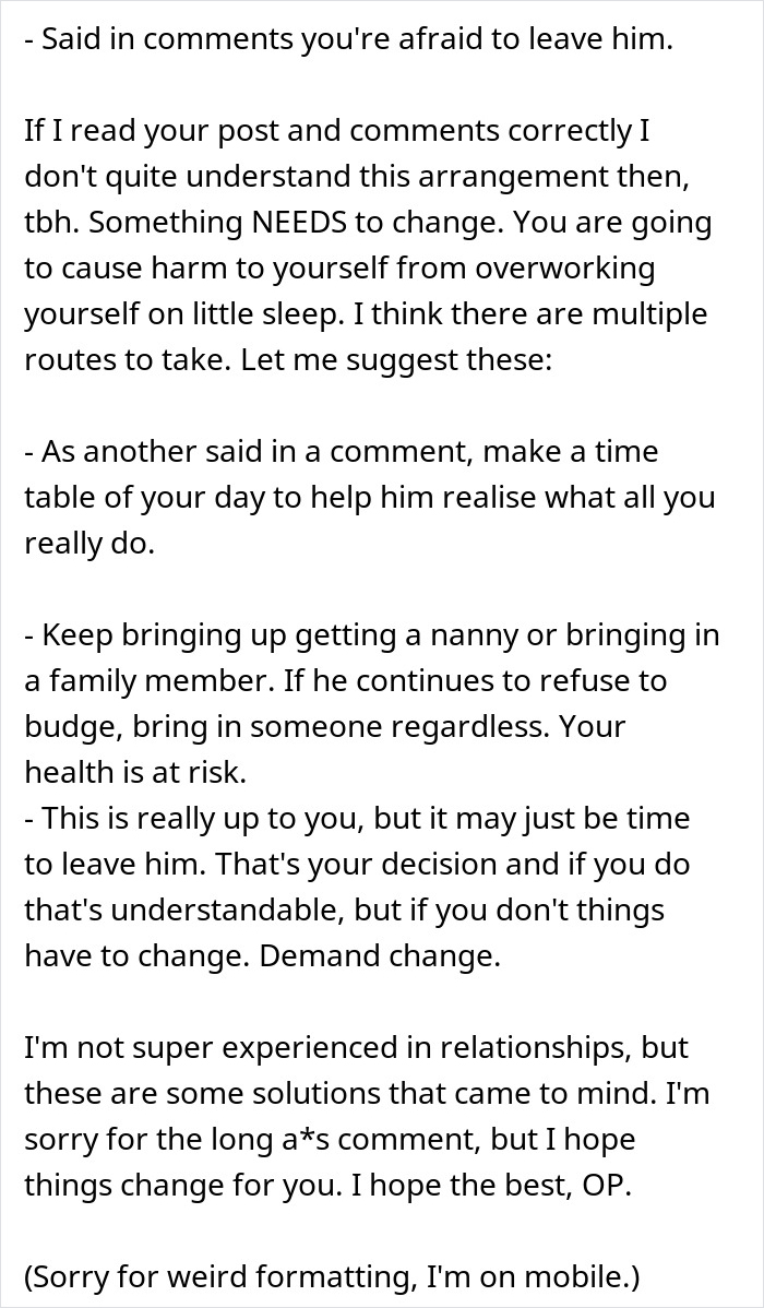 New Mom Finally Gets Real Sleep After Dumping The Husband Who Thought Three Hours Of Childcare Was Too Much