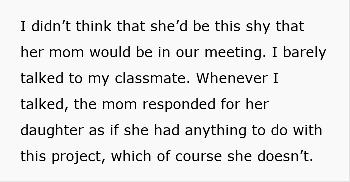 Overbearing Mother Keeps Speaking For Daughter During Partnered Project Work, Classmate At Wits End