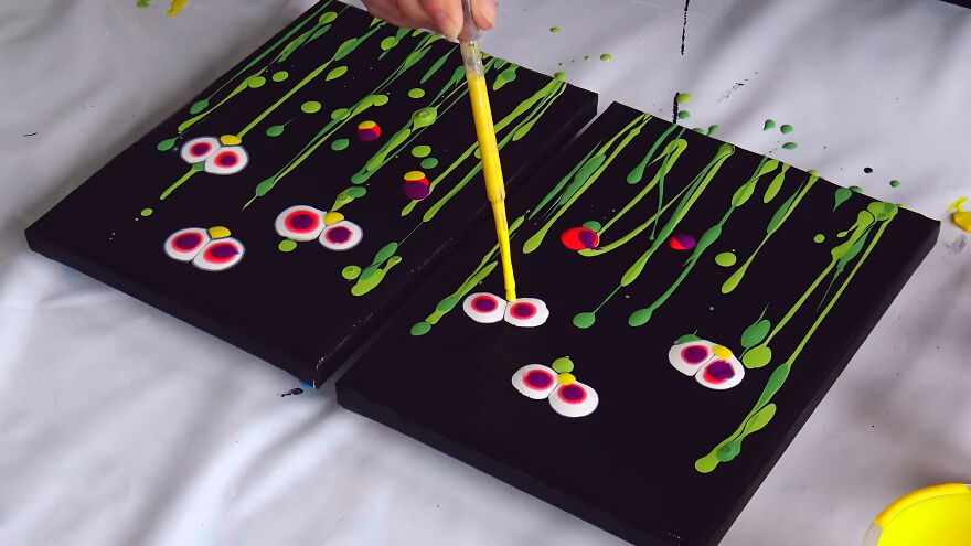 One Dip, Perfect Pair! Double Dip Acrylic Pour ~ Matching Diptych Magic