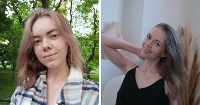 Before and after photos of a young woman showing unbelievable transformations after totally changing her life in 3 years.