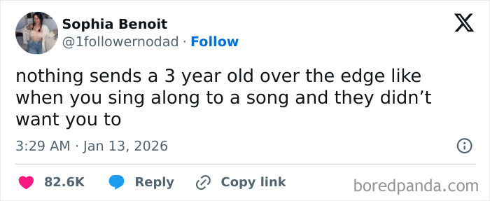 Tweet about a relatable moment with a 3-year-old, featured in funny and relatable memes that are ridiculous and random.