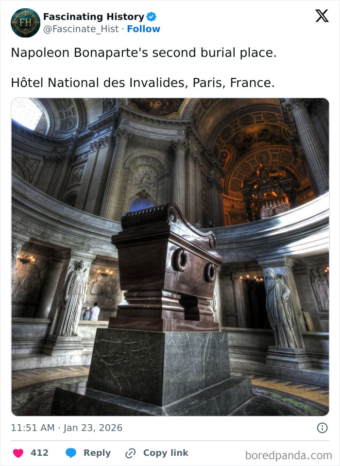 Napoleon Bonaparte's tomb inside Hôtel National des Invalides showcasing historical treasures and architectural grandeur.