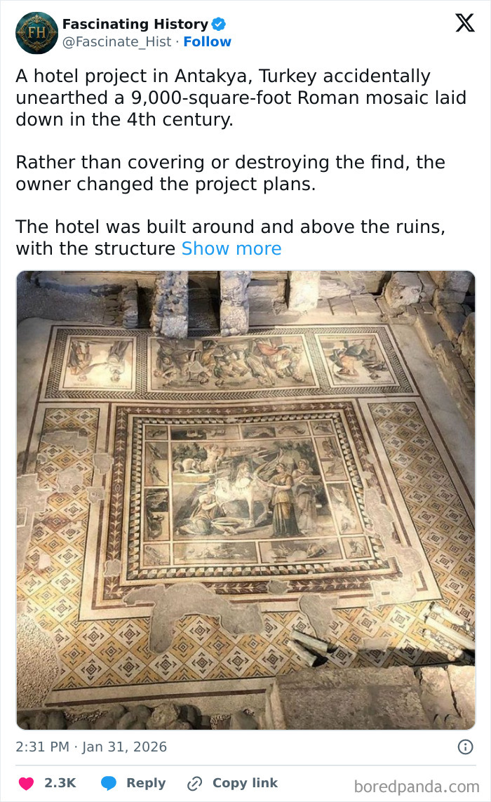 Ancient Roman mosaic floor uncovered in Turkey, showcasing historical treasures that reveal the past was more advanced than imagined.