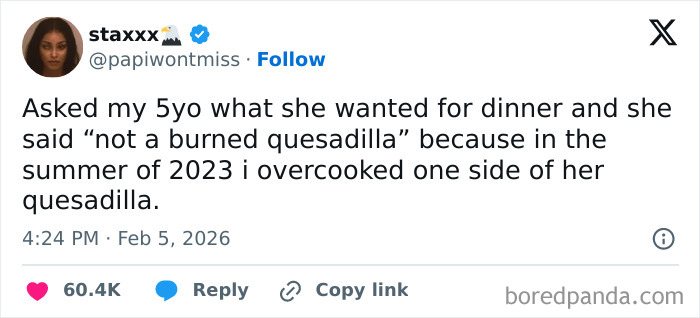 Parent-kid conversation on social media showing funny dinner request highlighting humor in parent-kid interactions.