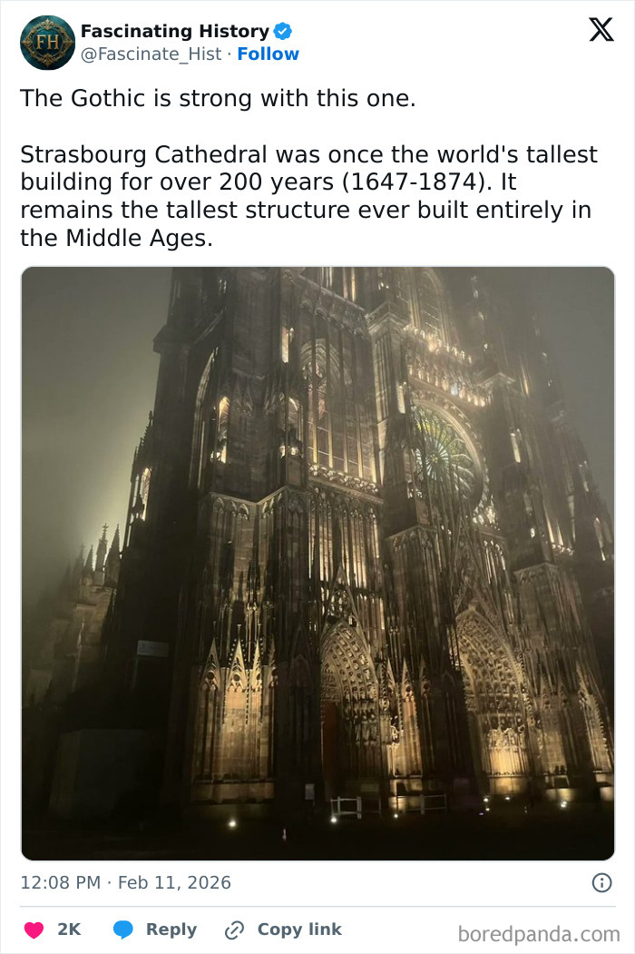 Gothic Strasbourg Cathedral illuminated at night, showcasing historical treasures and advanced medieval architectural design.