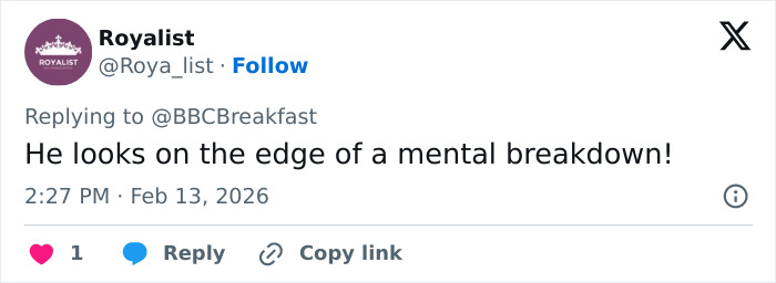 Screenshot of a social media comment expressing concern over Prince Harry&rsquo;s unusual hand movements after an emotional meeting.